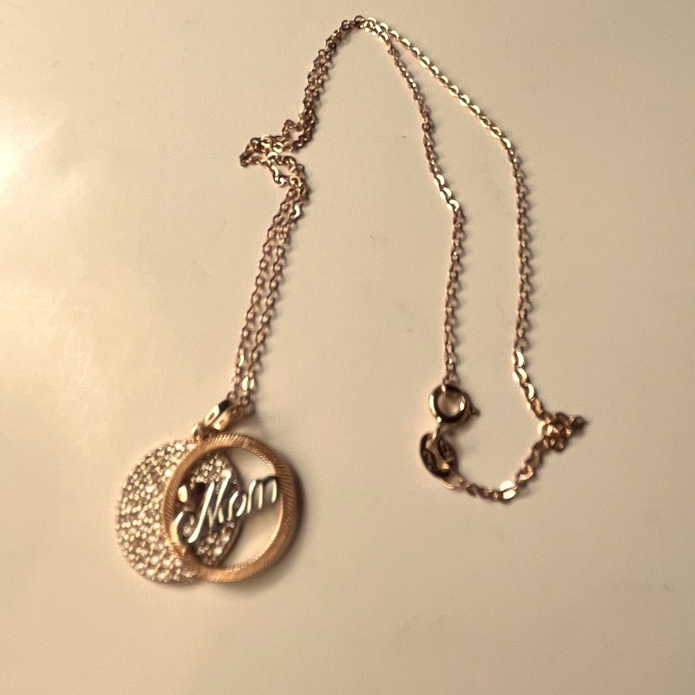 Rose Gold Double Zirconium Stones Medallion Pendant Necklace - Picture 9 of 9